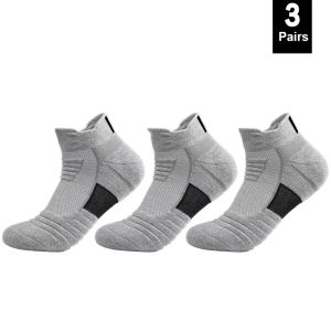 6/3/1 Pairs New Men Sports Running Fitness Flight Short Tube Socks Womens Towel Bottom Basketball Socks Solid Color Black Socks
