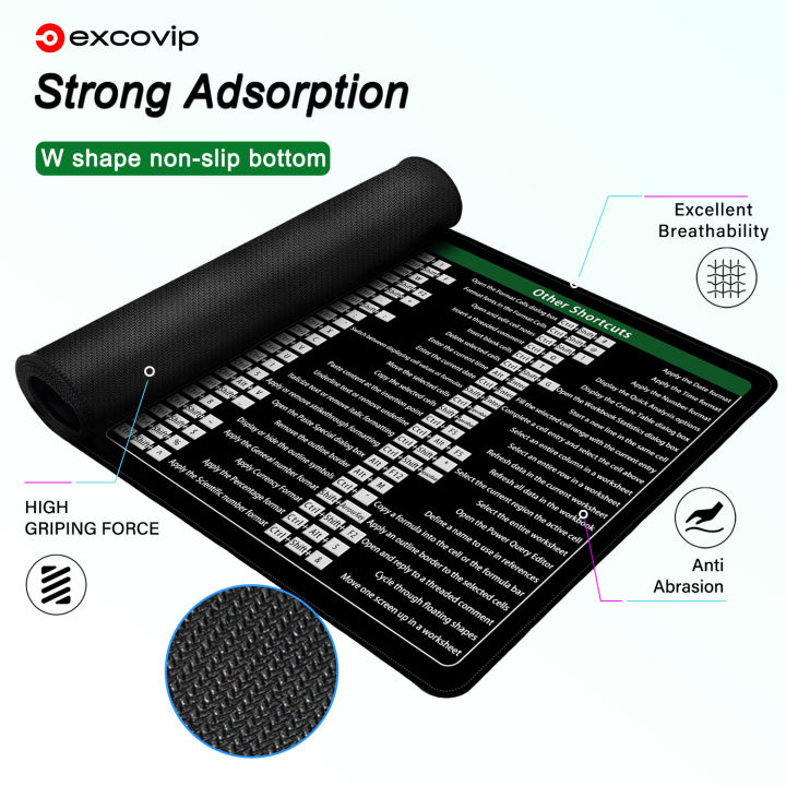 excovip mouse pad English EXCEL shortcut keys large mat stitched edge ...