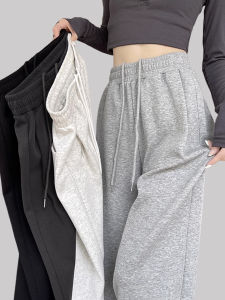 American Style High Waist Slimming Casual Pants Womens Wide Leg Straight Cut Loose Fit Trousers for Casual Everyday Wear