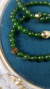 Vòng tay đá Mã Não màu xanh ngọc bích size hạt 6 li phối charm các kiểu rất xinh xắn phong thủy may mắn Mộc Hỏa | Hoa Minh Gem