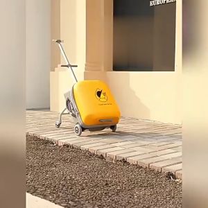 MITSOSA New 20 Inch 2-in-1 Kids Ride On Luggage Kids Scooter Cartoon Suitcase Lazy Suitcase