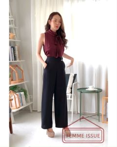 ⭐️เสื้อแขนกุดคอตั้งผูกโบซาตินอย่างดี ‼️ งานป้าย Femmeissue