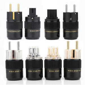 Hifi Audiophile ทองโรเดียมชุบ Power Connector ปลั๊ก Us มาตรฐานยุโรปเครื่องขยายเสียงหลอด Audio Video อุปกรณ์เสริม