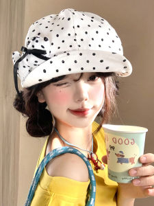 BAOYINFEI | Dots Bowknot Puppy Flip Brim Beret Cap