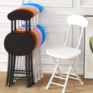 (HOME+) Portable Folding Chair / Household Dining Chair / Simple Chair / Leisure Armchair / Dormitory Stool / Foldable Round Stool