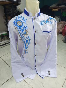 (( GALERY JASKO )) COD JAS KOKO/JASKO/BUSANA MUSLIM PRIA TERBARU 2025 WARNA PUTIH LIS BIRU BORDIR TERLARIS