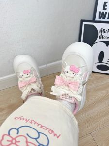 Adorable Thick Bottom Big Head Shoes for Junior High School Girls Sporty Casual Sneakers Pink Fufu Increase Height Footwear