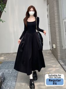 SUHUIQIAN | New Autumn Winter French Style Half Turtleneck Slimming Dress