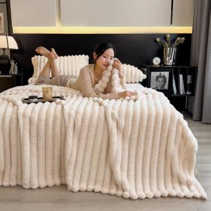Thickened Rabbit Fur Blanket Winter Office Nap Single Person Sofa Bed Cover Blanket Warm Snowflake Velvet All Seasons Solid Color