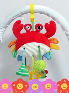Crab Pull String Toy Car Seat Crib Hanging Bell Stroller Pendant Sensory Newborn Baby Soothing Calm Down Montessori Rattle Pull