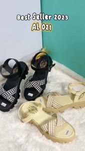 DM SHOPP - SANDAL WEDGES WANITA TALI KOMBINASI PITA LILIT HAK FLATFORM AL 021