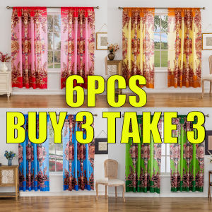 Free Shipping 6PCS Curtains New Window Curtain 85*190 Door Curtain Bedroom Living Room Aesthetic COD Curtain For Living Room Windows 85*185cm Curtains Set Home Kurtina Aesthetic Design