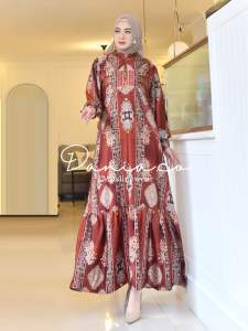 GAMIS SILKY MOTIF BATIK NEW PREMIUM QUALITY MODERN ELEGAN KONDANGAN SERAGAMAN PENGAJIAN BISA COD
