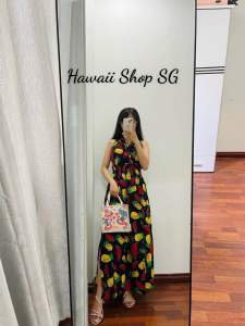 (Freesize dưới 70kg) Đầm maxi đi biển hoa lá hawaii vải tole lanh mềm rũ mát nhiều kiểu ( có xẻ tà 1 bên)
