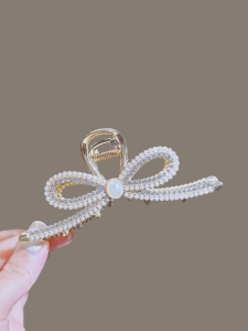 Large Grip Pearl Hair Clip Womens Butterfly Knot Hair Accessories Korean Style Fashion Jewelry Hair Grips for Women