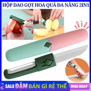 Dao Cắt Gọt Hoa Quả 2 Đầu Có Nắp Đậy - Dao Bào Gọt Và Nạo Trái Cây 2in1 Thép Không Gỉ Mang Du Lịch / Dao Cắt Làm Bếp Thái Cắt Củ Có Nắp Đậy Lưỡi Siêu Bén Tiện Lợi Khi Mang Đi