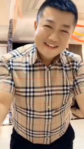 Polyester cotton fabric Lapel Business Casual Shirts Brand Plaid Short sleevls Tops
