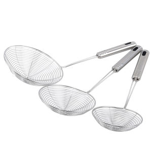 Oval Skimmer Stainless Steel Filter Mesh Oil Pot Food Filter Cookware Colander Fried Filter Kitchen Strainer Baking Cooking