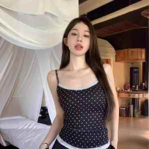 เสื้อเชิ้ตแขนสั้นลายจุดสไตล์ย้อนยุค ดีไซน์เก๋ไก๋ ทรงเข้ารูป สำหรับผู้หญิง ฤดูใบไม้ผลิ 2024 แฟชั่นใหม่ ชุดทำงาน ลำลอง