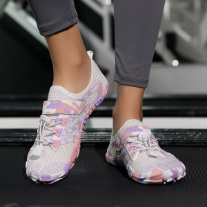 Womens Quick Dry Water Shoes Anti Slip Five Fingers Barefoot Beach Swimming Diving Surfing Wading Sneakers Camo White Purple