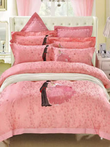 Pure Cotton Wedding Pink Home Textile Bed Sheet Cover Quilt Cover Cartoon Full Cotton Marriage Princess Style Six-Piece Set