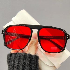 KAMMPT Candy Color Oversized INS Sunglasses for Women Fashion Vintage Men Square Trend Brand Design Shade Eyewear
