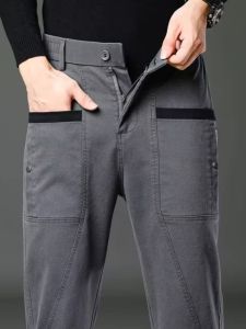 Mens Work Trousers Straight Leg Casual Wear Resistant to Dirt Long Pants with Big Pockets Fashionable Youth Trend Autumn Wear