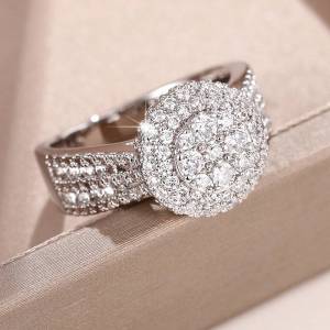 Huitan Aesthetic Women Ring Full Sparkling Cubic Zirconia Bow Design Fashion Wedding Engagement Accessories Charming Jewelry