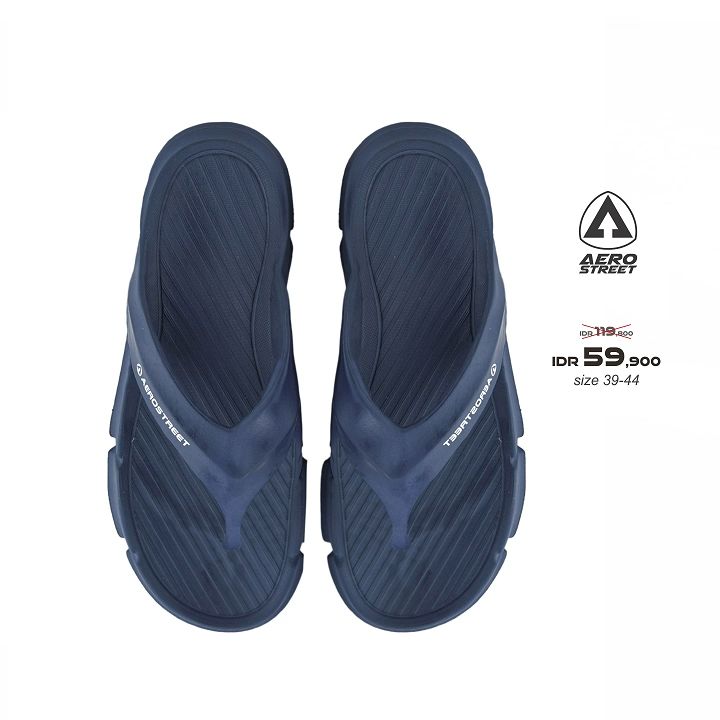 Aerostreet 39-44 Triton Navy - Sandal Sendal Jepit Casual Pria Wanita Aero Street ADAAA