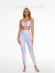 Silverwind Dopaamine Print Sports Fitness Tank Top And Yoga Pants Set for Women Running Cycling Gymming Breathable Quick Dry Elastic