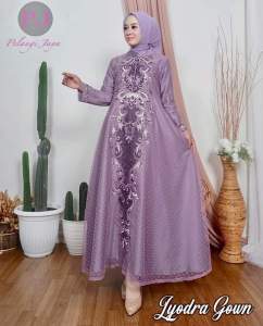 SIGAWA-(COD) Gamis Wanita Terbaru Gamis Lyodra Grown Kancing Busui Bahan Tile Dot Kombinasi Bordir Tempel Real Pict