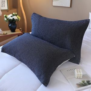 Washed Cotton Breathable and Sweat Absorptive Pillowcase Thick Solid Grid