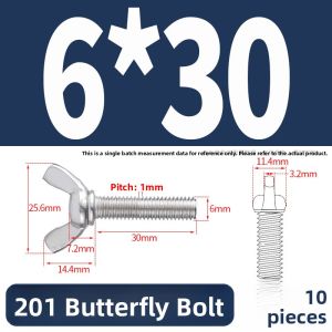 BAIRUITE | 304 Stainless Steel Butterfly Head Hand-Tightened Screw