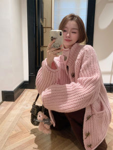 YUANYA | Áo Cardigan Mỏng Màu Hồng Nhạt