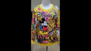 LooWear Sweater Crewneck Oblong Mickey Mouse Bunga Full Printing Import