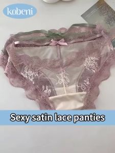 KOBENI กางเกงในผู้หญิง กางเกงชั้นในลูกไม้ ผ้าเรยอน เอวต่ํา เซ็กซี่ เข็มขัดหลังกลวง ใส่สบาย ผ้านิ่ม ลื่นเย็น