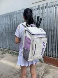 Balo yonex 1408 Trắng tím thời trang màu mới 2023 chống nước có ngăn đựng giày ( kèm ảnh thật)