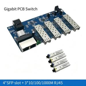 Industrial Gigabit SFP Switch PCB Board 4 SFP Slot 3 RJ45 10/100/1000M Ethernet Media Converter 4F3E for CCTV IP Camera FTTH
