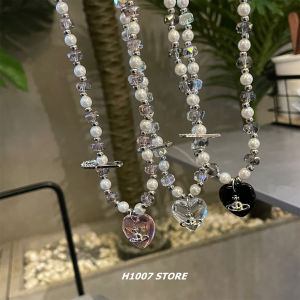 สร้อยคอคริสตัลเซเลอร์รูปหัวใจสำหรับผู้ชายและผู้หญิง โซ่คอแบบไฮเอนด์ เครื่องประดับแฟชั่นสไตล์ฮิปฮอป โซ่หมุดกระดูกไหปลาร้า