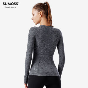 เสื้อยืดโยคะแขนยาวสำหรับผู้หญิง ดูดซับเหงื่อเร็วแห้ง ฟิตเนส วิ่ง ออกกำลังกาย ฤดูใบไม้ผลิและฤดูใบไม้ร่วง ชุดกีฬา ผ้าไนลอน ดีไซน์ลำลอง