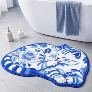 VIKAMA Cute Cat Bathroom Rug Soft Fuzzy Bathtub Mat for Bedroom Living Room Floor Covering Gift for Cat Lovers Home Decoration