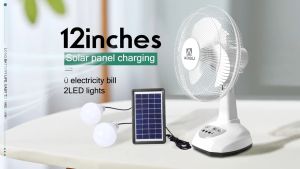 【2026 Special】solar electric fan 18 Inch with panel stand fan 16 inch 12 Inch desk fan USB rechargeable portable wall fan with 2 free LED lighting 5-speed super strong wind