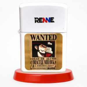 RENNE Korek Api Karakter Dracule Mihawk Wanted Poster Minyak Batu Sumbu Elegan Bahan Metal Premium