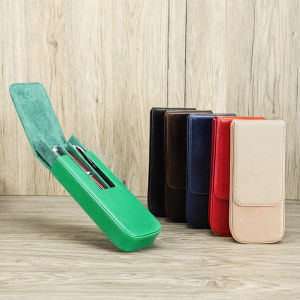 Genuine Leather Pen Case 3 Slots High Quality Handmade Pen Pouch For Business Office School Stationery