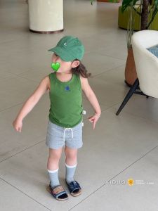 Comfortable Cartoon Embroidery Girls Vest Thin Sleeveless Top Layering Summer Fashionable Kids Clothing Toddler Kids Wear