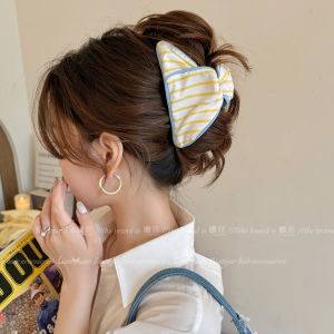 Salt Series Large Size Shark Clamp Womens Triangle Hair Clip Stripe Pattern Fashionable Cute Back of Head Hair Clip