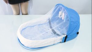 Folding Portable Crib Snuggle Nest Portable Infant Lounger Unique Design Bedside Bassinet Comfy Mattress/Travel Bag Included with Mosquito Net