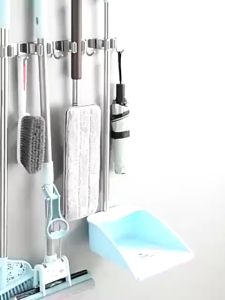 Wall Mount Mop Organizer Holder Broom Hook Stainless Steel Storage Hook Kitchen Bathroom Organization Accessories
