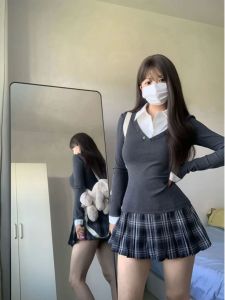 Spicy Girl Academy Style Long Sleeve Shirt Collar Base Layer Top Womens Fashion Inner Wear Bottoming Shirt Autumn Winter New Arrival