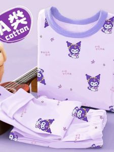 DHWA Childrens Pure Cotton Underwear Set Warm Baby Knitted Clothes for Girls Cartoon Style Innerwear Kit Home Comfortable